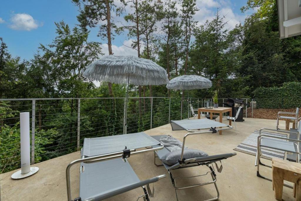 Freistehendes Ferienhaus Wald mit Kamin iin idyllischer Lage am Waldrand unterhalb eines Wellness-Hotels photo 2