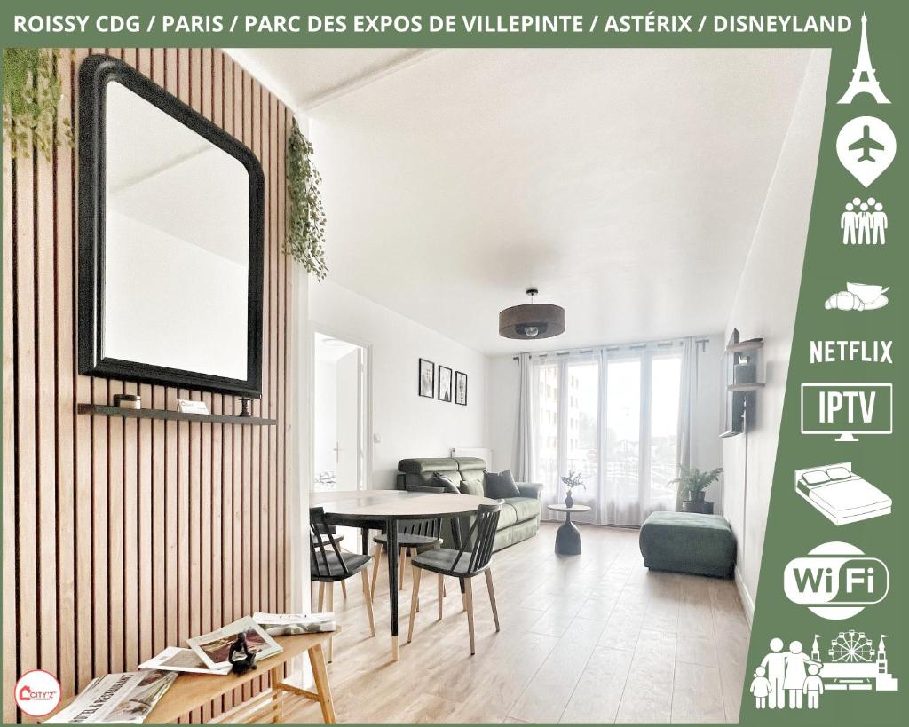 Appartement proche Roissy CDG, Parc expos de Villepinte, Disneyland, Paris, Astérix