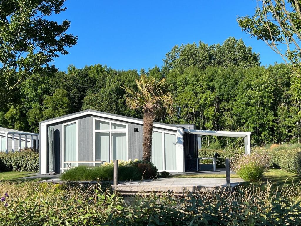 Modern chalet with decorative fireplace in Zeeland