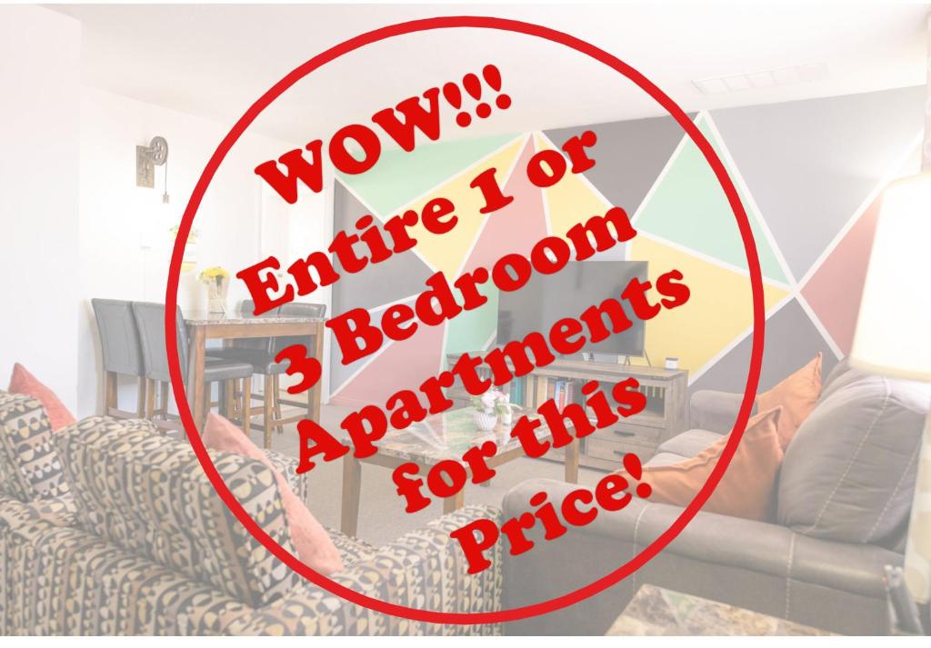 1 or 3 Bedroom Apartment with Full Kitchen image