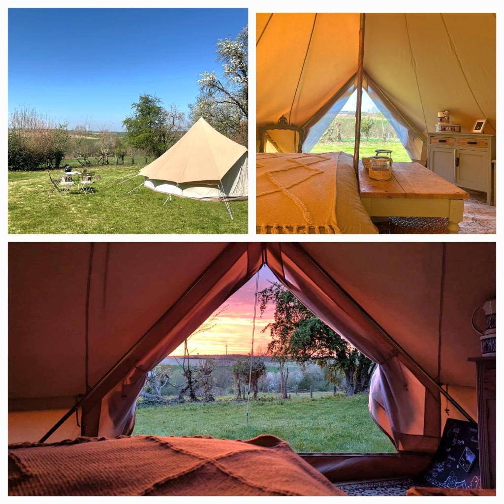 Tente glamping "bluebird" à la Ferme de la Chevêche