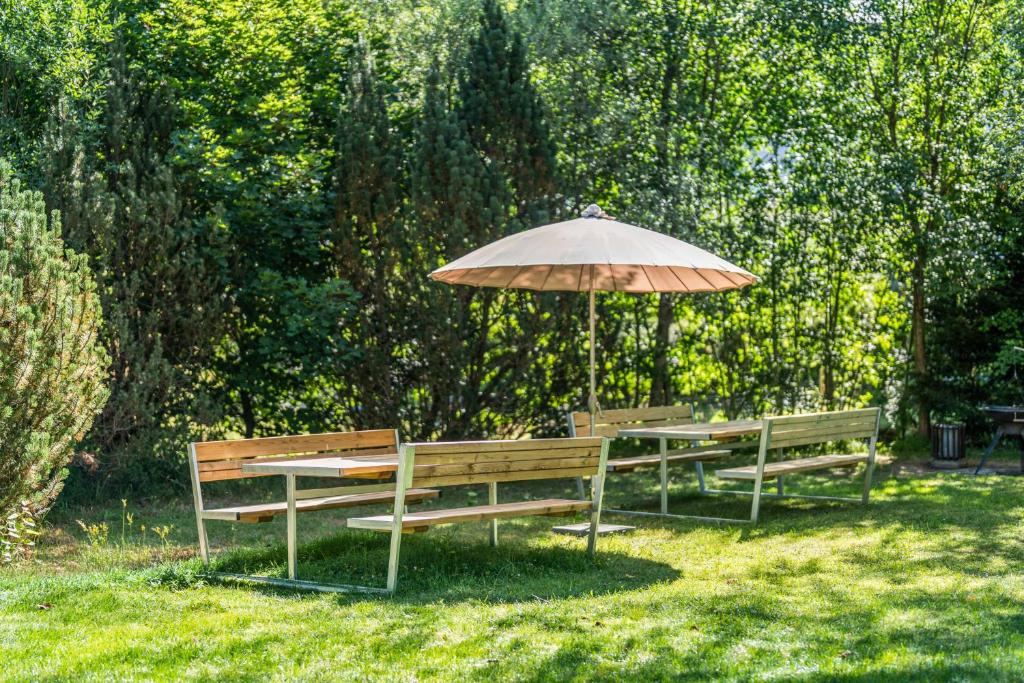 Großer Garten mit Grill,-Spiel und Sitzmöglichkeiten-umgeben von schöner Natur-Ferienhaus Albmatte Room Type - Studio Apartment
