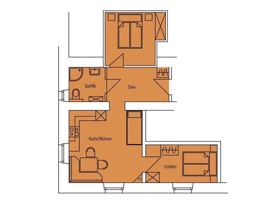 Апартаменты (Апартаменты с 2 спальнями (тип 2)), Kasperhof Appartements Innsbruck Top 1 - 5
