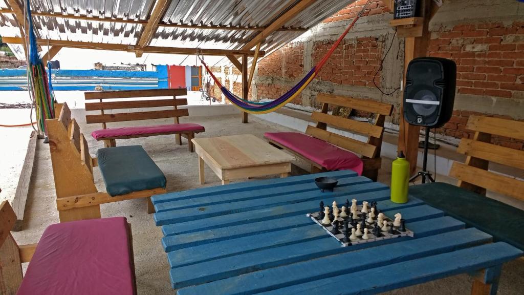 Shared lounge/TV area, Iguana Hostel Oaxaca in Oaxaca