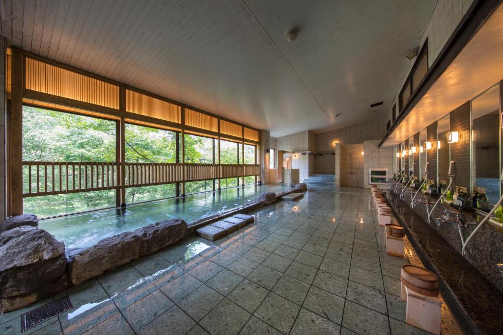 Hot spring bath, Hotel Shirakawa Yunokura in Nikko
