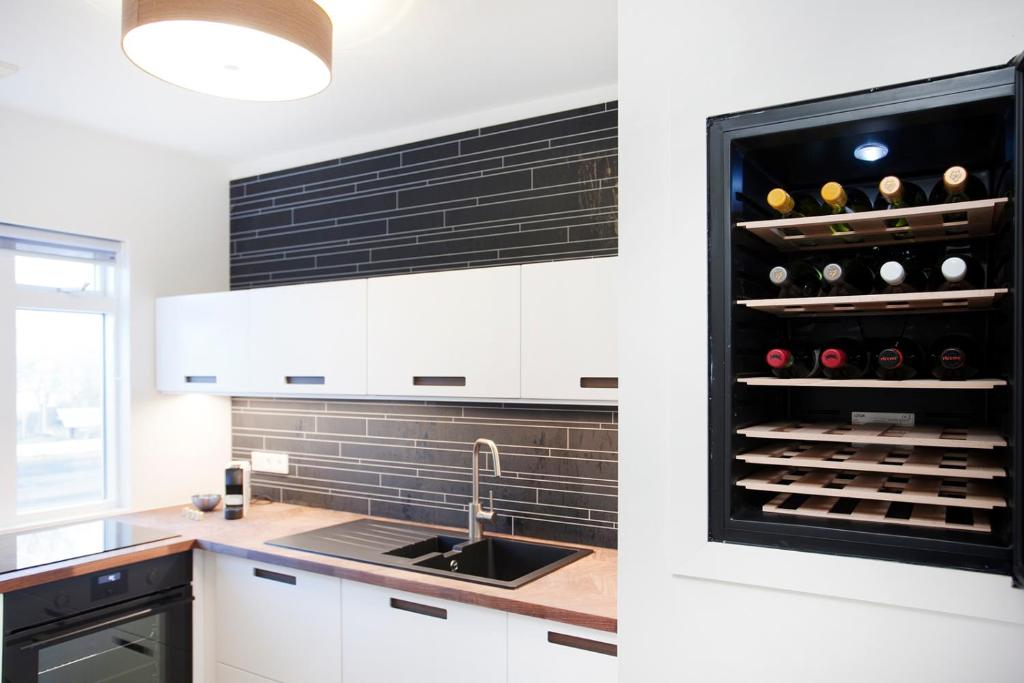 Kitchen, Nordurey Apartments in Reykjavik