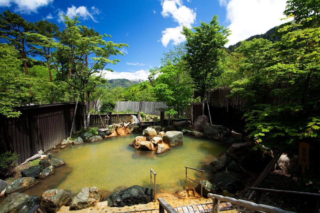 Open air bath, Okuhida Hot spring Miyama Ouan in Takayama