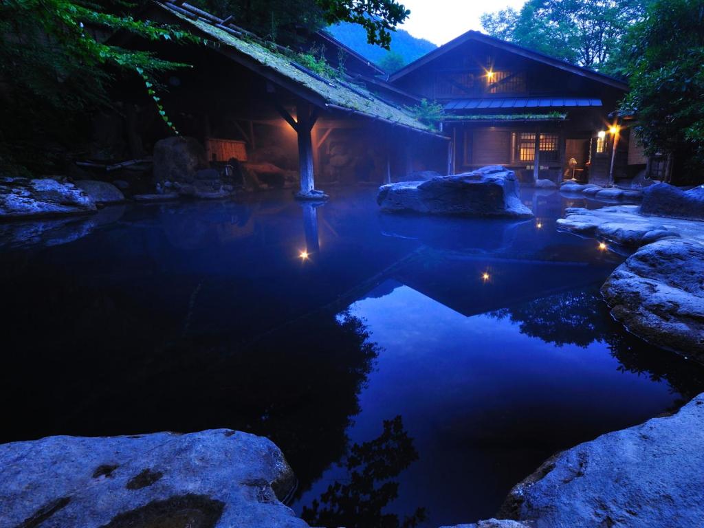 Hot spring bath, Yamabiko Ryokan in Minamioguni