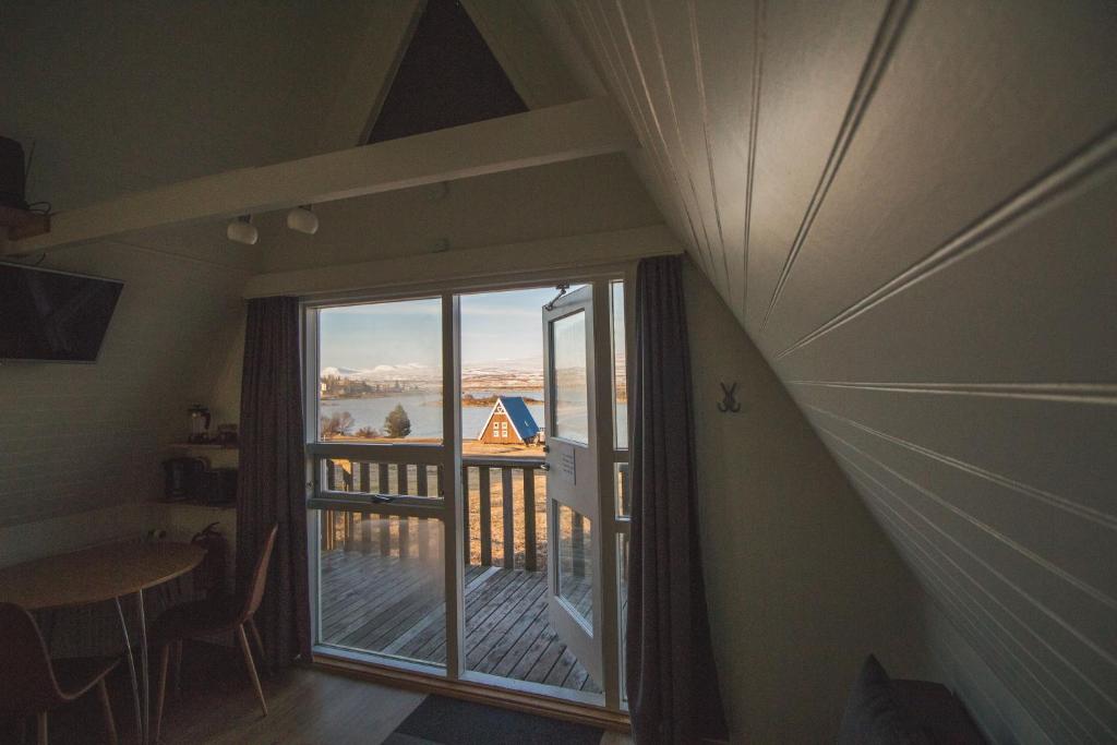 Balcony/terrace, Ormurinn Cottages in Egilsstadir
