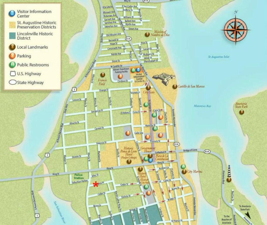 Map Of Downtown St Augustine Casa De La Piña - Downtown Apartment, Apartment Saint Augustine