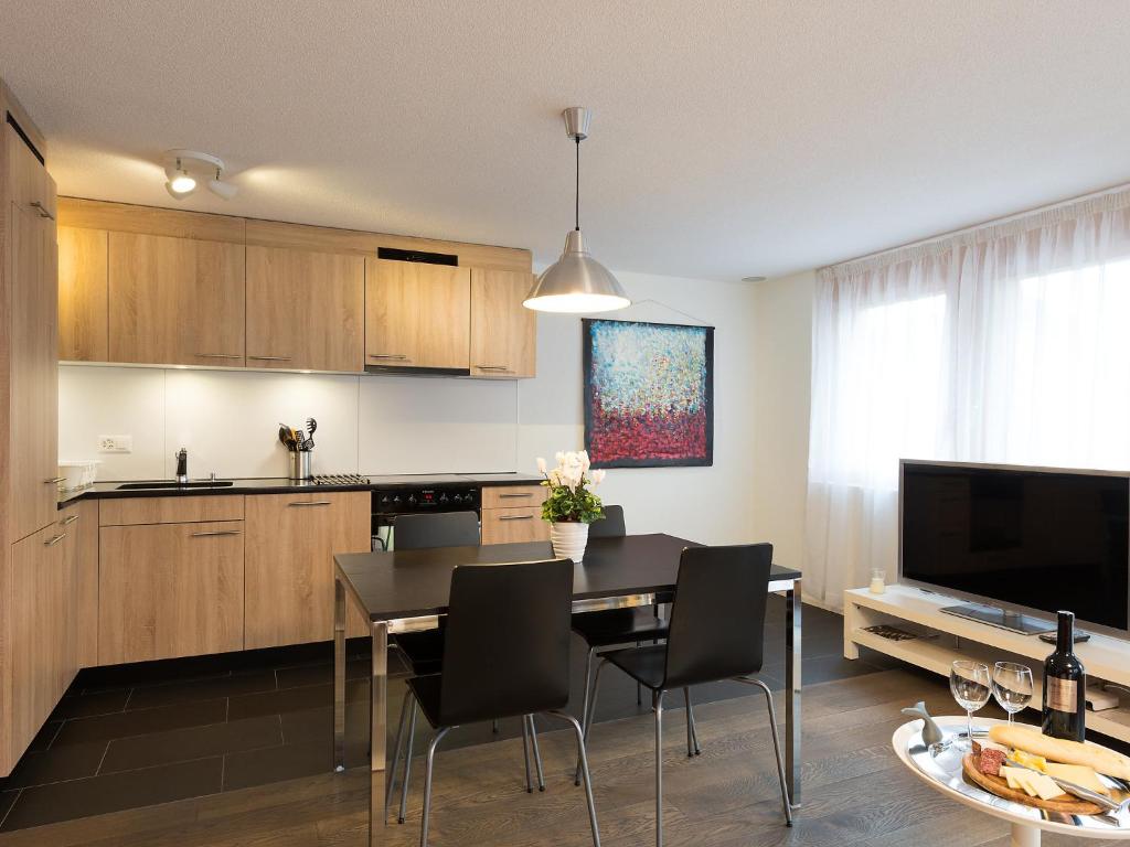 Kitchen, Apartment Bergfrieden Apt- 2 by Interhome in Wengen