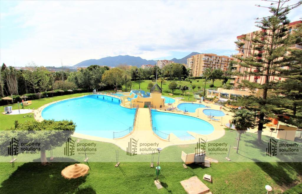 127 Júpiter estudio. Vista al jardín y la piscina. - 2