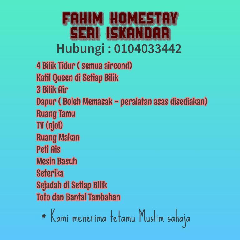 Fahim Homestay Seri Iskandar photo