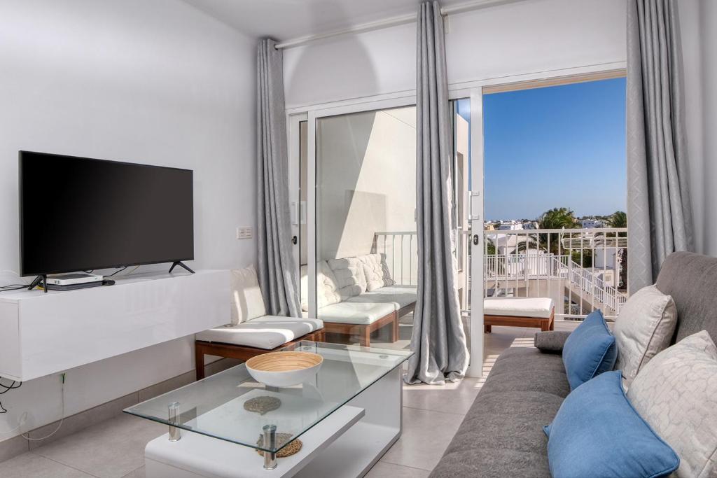 Sunset view modern private poolside apartment, Costa Teguise