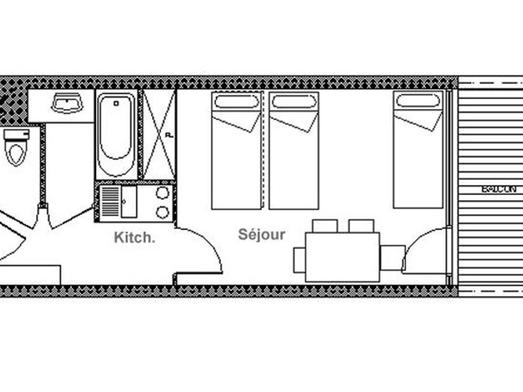 Studio lumineux avec balcon, Ski aux pieds, 4 pers - FR-1-344-945 - 2
