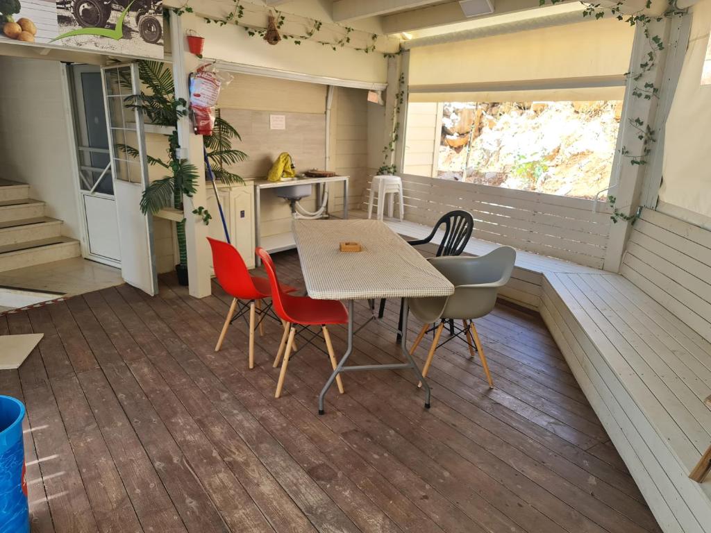 Interior of a cozy wooden cabin room