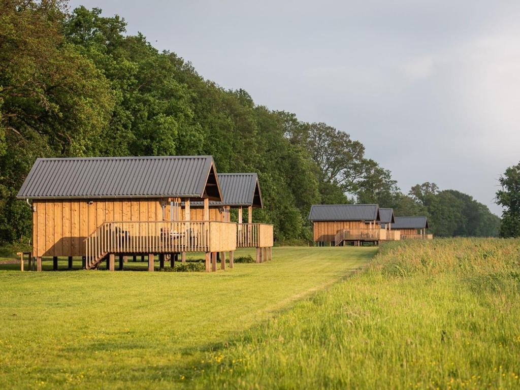 Composite lodges with shared space, located in the natural Drenthe