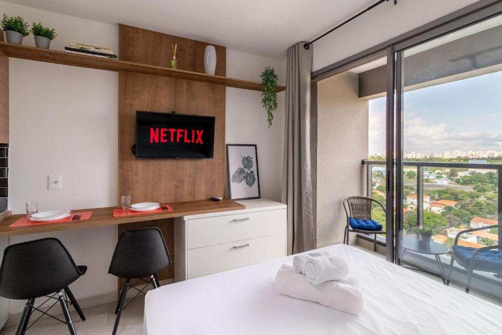 Studio com lazer e varanda no Alto da Boa Vista