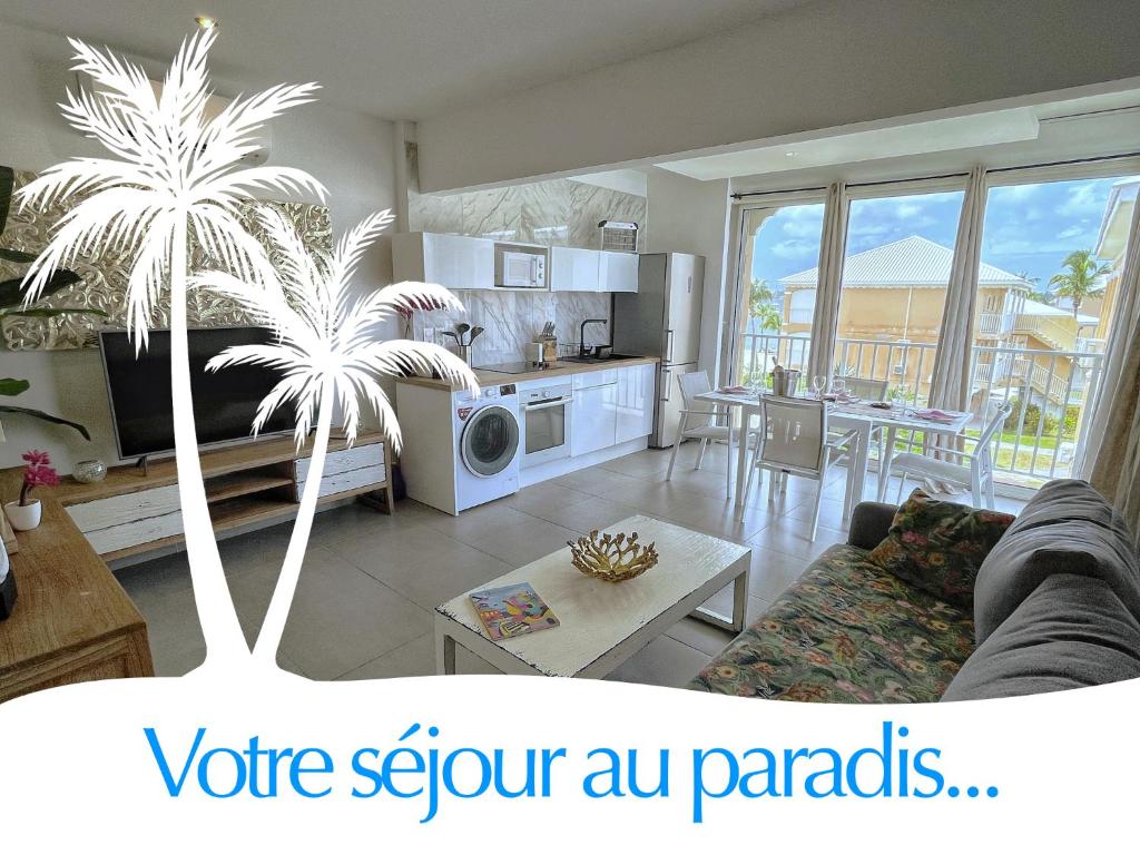 Studio pieds dans l’eau avec vue lagon et piscine, Baie Nettle