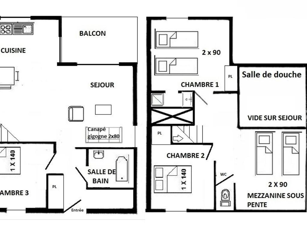 Appartement 4 pièces Mezzanine Les Saisies 10 pers - 5