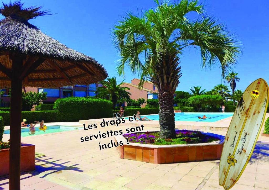 Appt T2 climatisé, climatisation neuve cette année!, Piscine, la Plage à 130m! Parking privé clos, Lave-linge, Lave-vaisselle, Draps, Linge et Ménage inclus! - 1