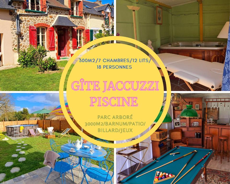 Gîte 12lits 18 personnes Jacuzzi Piscine Billard Barnum de jeux 2000m2 Parc Broceliande