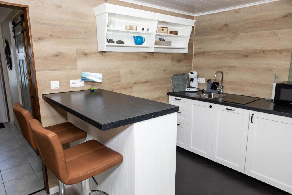 Kitchen, Bjarg Apartments in Grundarfjordur