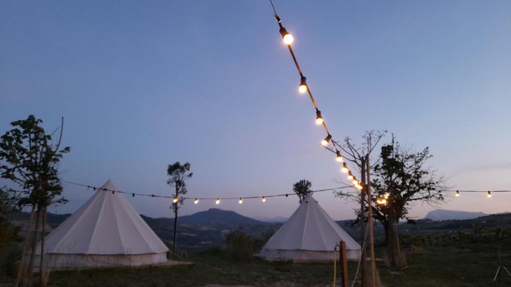 Bell tent in the vineyard with spectacular view
