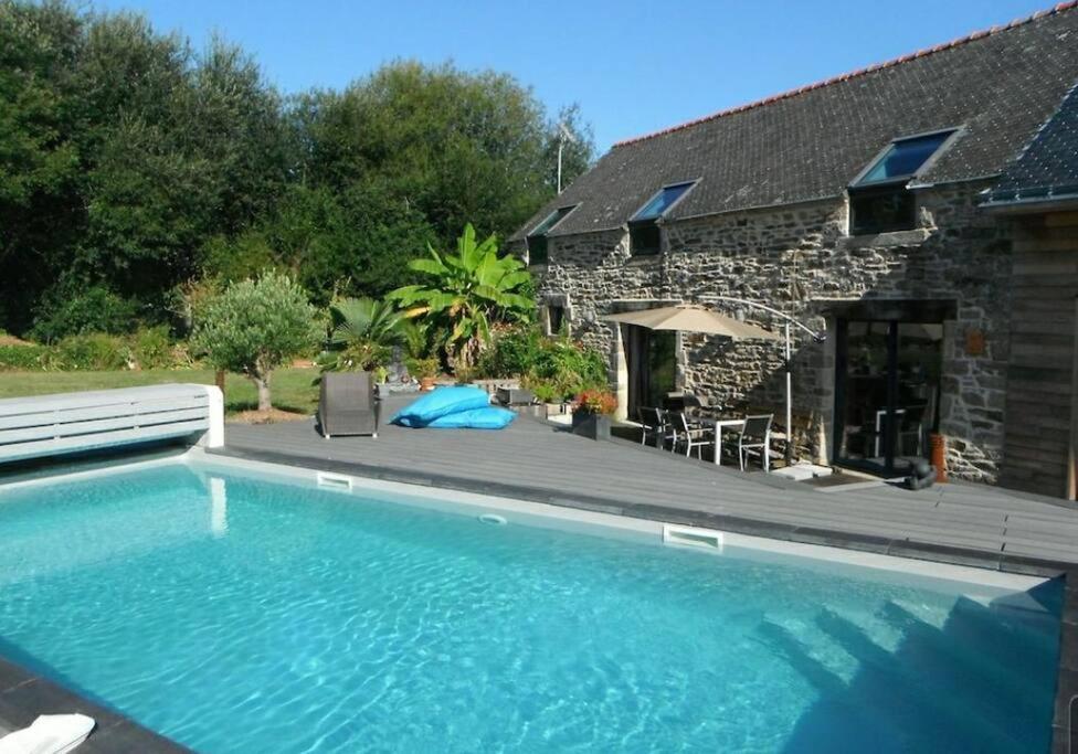 Paisible, mer, campagne, piscine
