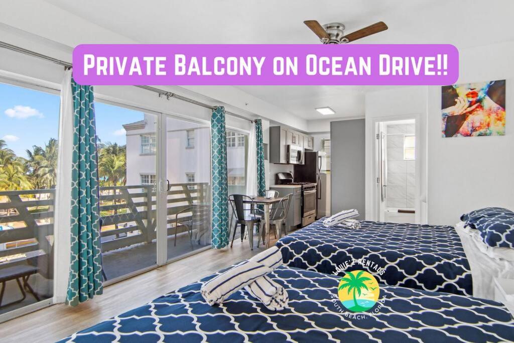 Balcony Beach View w/2 Queen beds, Ocean Dr Beach, Miami Beach