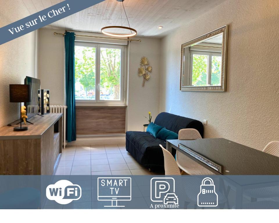 F2 Résidence Eurotel n°1 avec vue sur le Cher, Centre - Ville, Montluçon