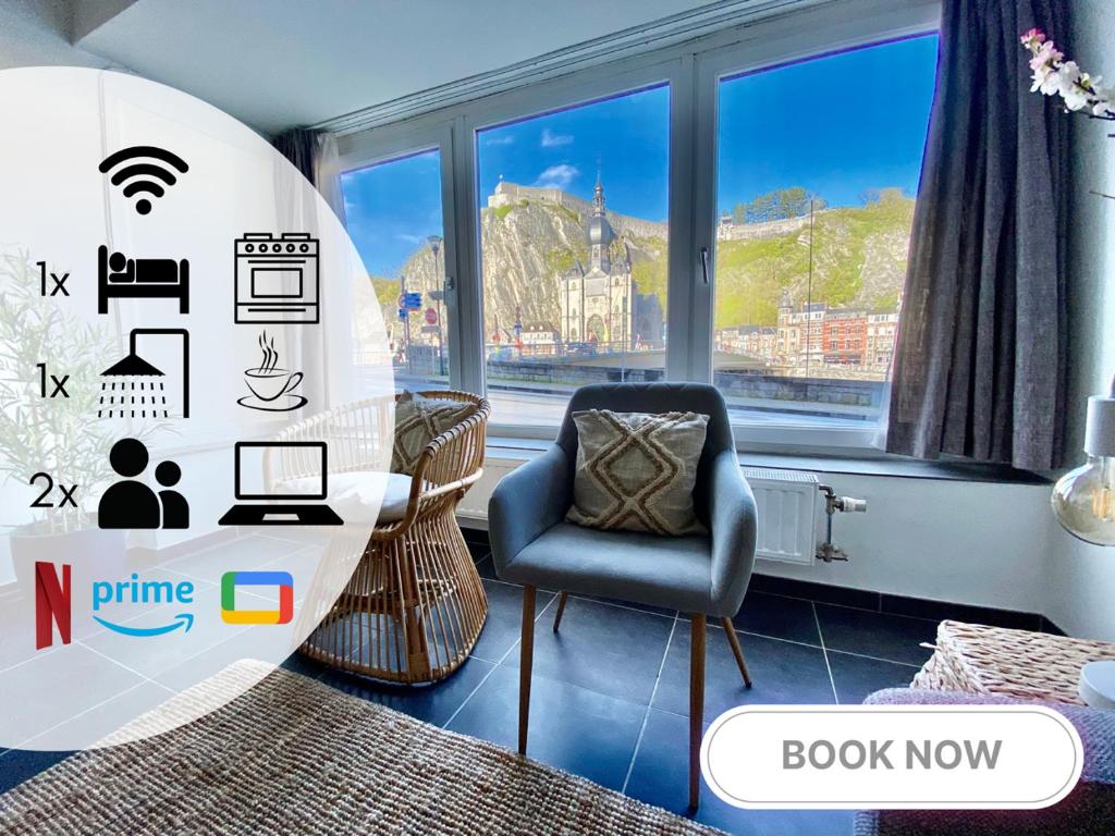 Vue Meuse, en face de la citadelle, Dinant