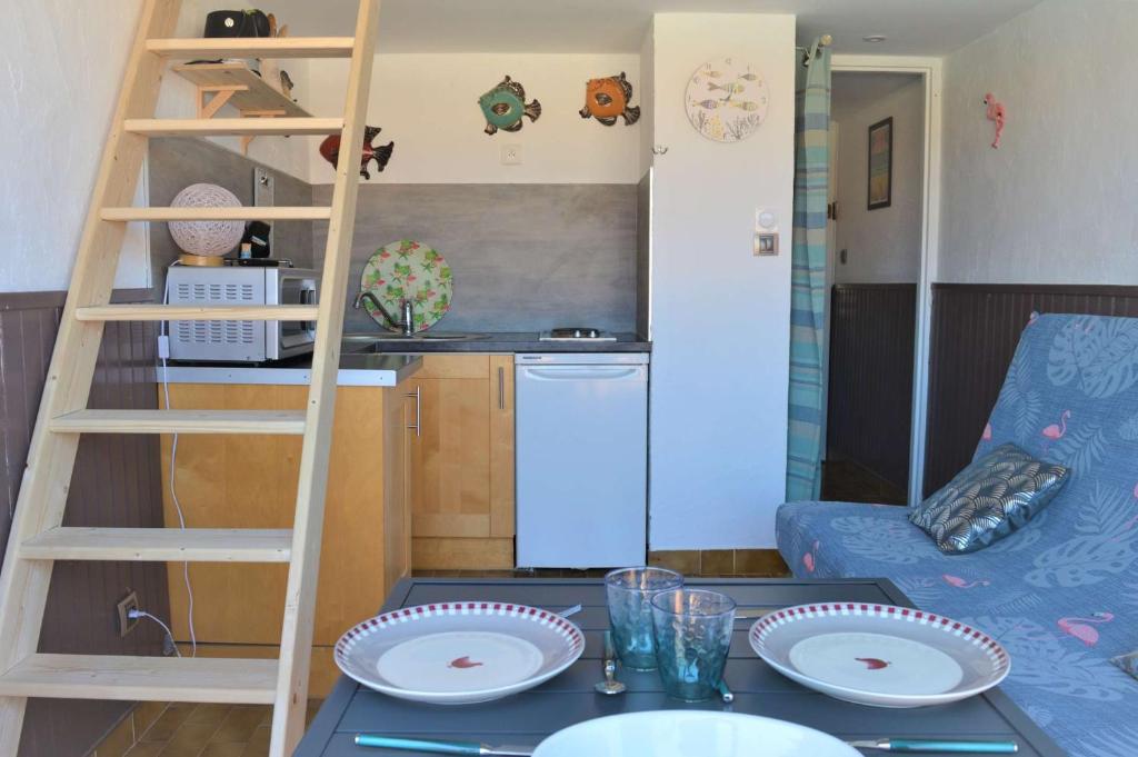 Appart Studio Mezzanine 2 couchages PORT LEUCATE NATURISME PL010-832 - 2