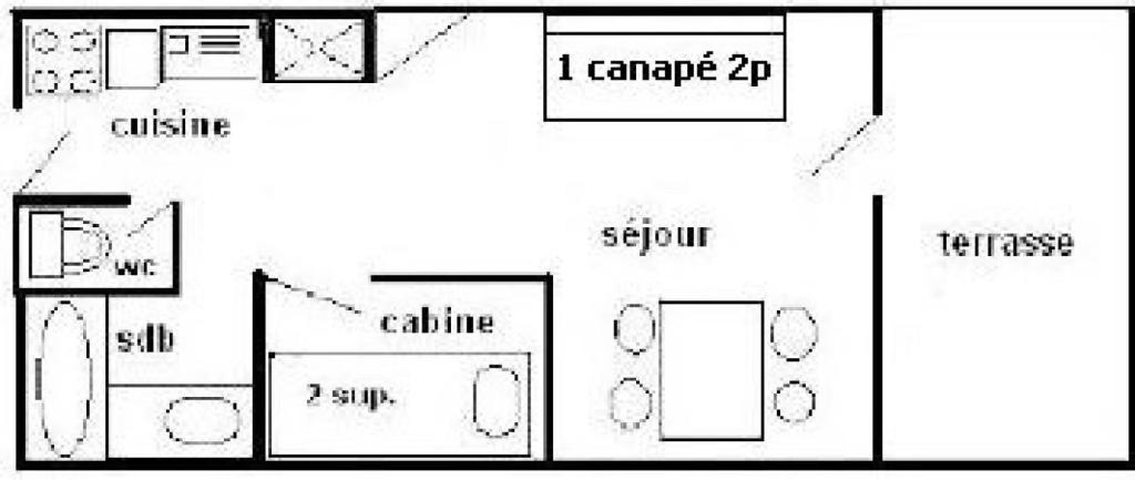 Résidence Le Pelvoux - Studio cabine 4/5 pers - LE PELVOUX - 114PE- PLAGNE CENTRE MAE-9024 - 3