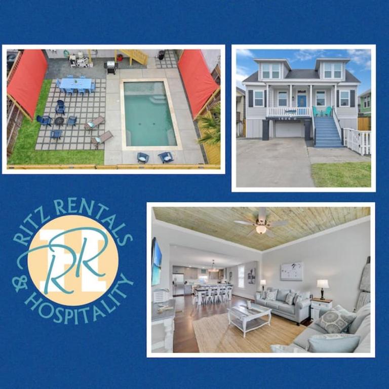 Island Time with Heated Pool Walk to Beach and Pleasure Pier, Galveston