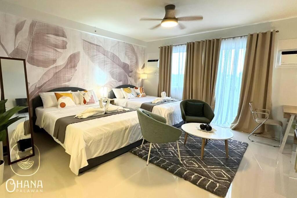 2 ベッドルーム アンド 1 ベッドルーム アパートメント ウィズ プライベート プール アンド ジム (2 Bedroom and 1 Bedroom Apartments with Private Pool and Gym) 客室内ベッド