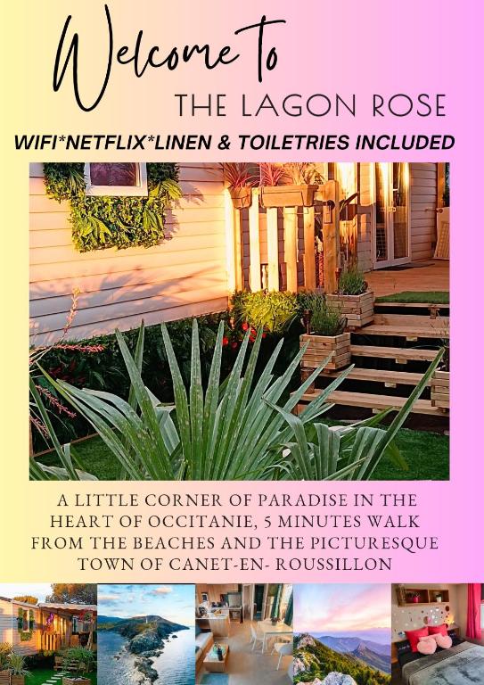 Le Lagon Rose nice bungalow Camping SIBLU le Mar Estang Canet-en-Roussillon, 2 rooms, 2 bathrooms, 2 TV, free WIFI, sheets & towels included, beach at 5 mn walk - 2