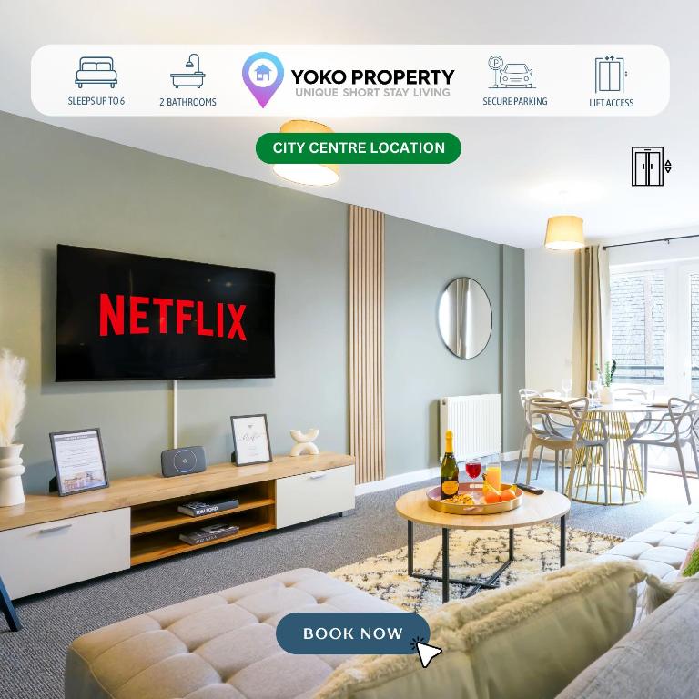 City Centre Apartment with Free Parking, Balcony, Super-Fast Wifi and Smart TV with Netflix by Yoko Property, Northampton