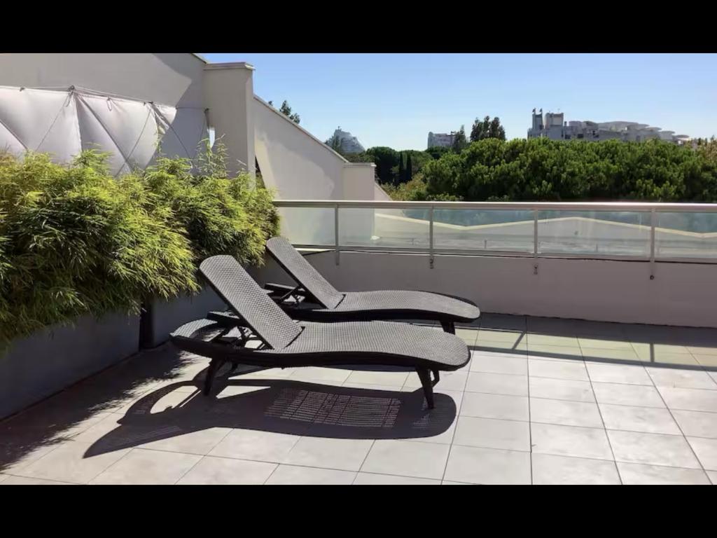 Studio 34m2 avec la terrasse 60m2, aperçu mer, parking, Clim, plage à 150 m,Wi-fi, piscine - 4