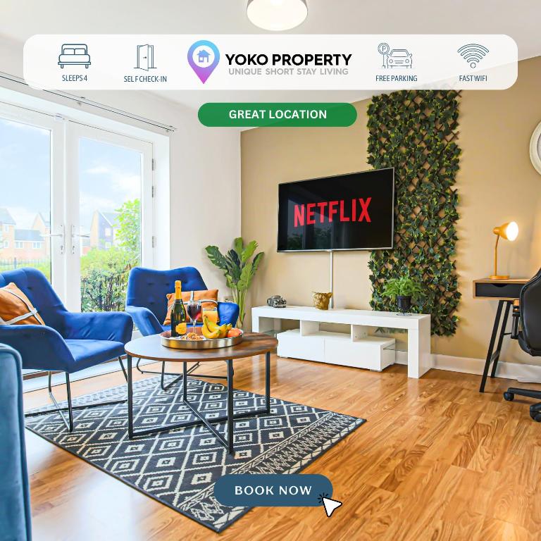 Stylish Apartment with Balcony, Free Parking, Fast Wifi and Smart TV with Sky and Netflix by Yoko Property, Milton Keynes