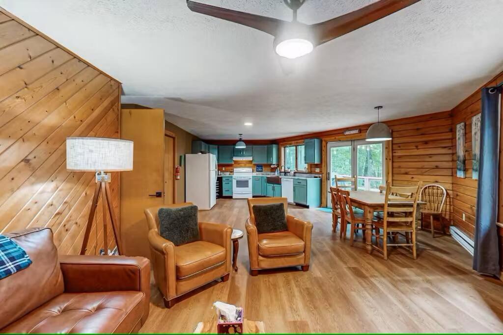 Hexagonal log cabin in woods, Swanton