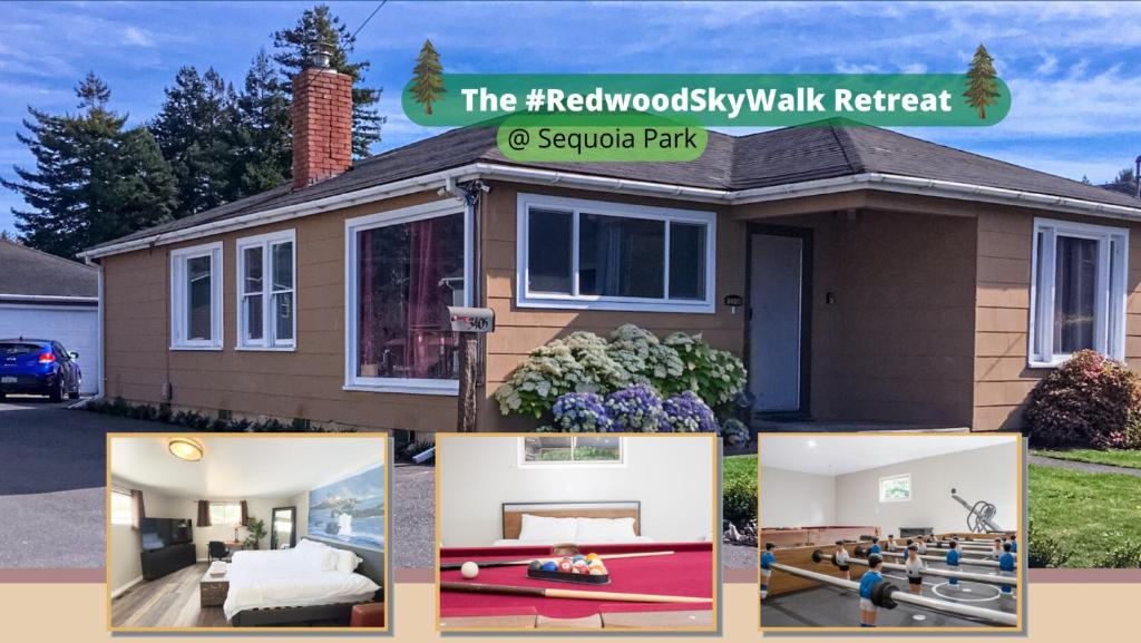Private Home - #RedwoodSkyWalkRetreat - 5BD, Pro Pool Table, BBQ, Foosball, Darts, Fireplace, Movie Projector, Stereo, Cotton Bedding, Eureka