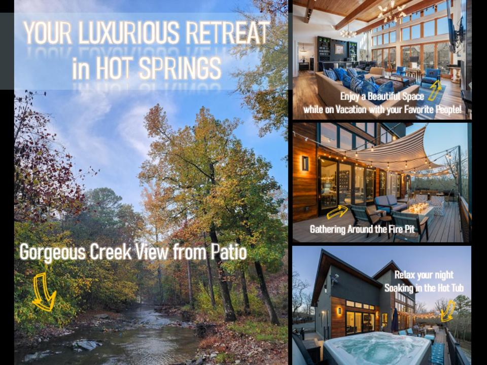 Luxurious Retreat! Private Creek View, Hot-tub, Pool, Hot Springs