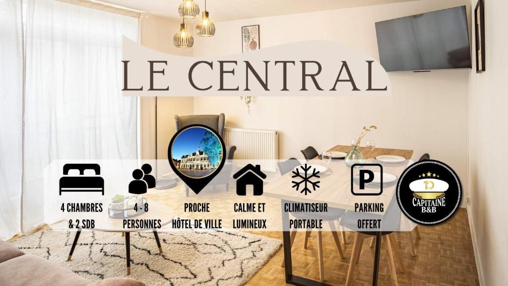 Le Central - Vue Hotel de ville - 4 Chambres, Troyes