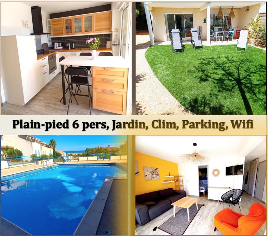 Plain-pied Jardin 6 personnes Clim Vue Mer Parking Wifi Terrasse Piscine dans la résidence - 4