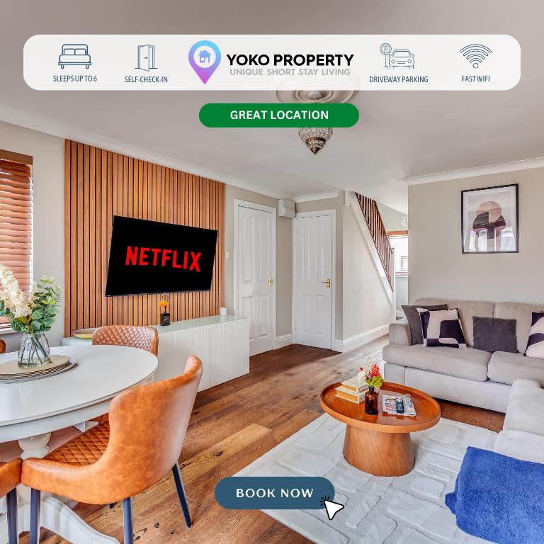 Shenley House - Close to City Centre - Driveway Parking, Self-Check-In, Workspace, Fast WiFi and Smart TV by Yoko Property, Milton Keynes