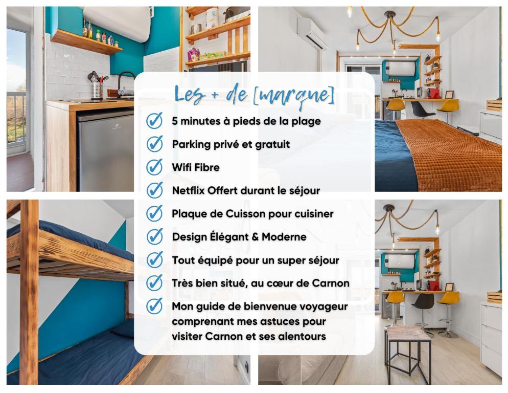 Studio cabine AZUR ,5 min mer -5 min Arena - clim - parking gratuit privée - 4 personnes - 3