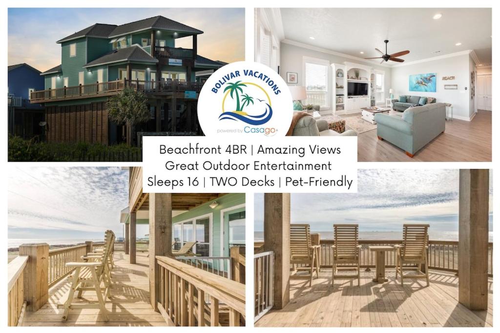 Breezy Point - Beachfront 4BR Home with Double Decks and Ocean Views, Bolivar Peninsula