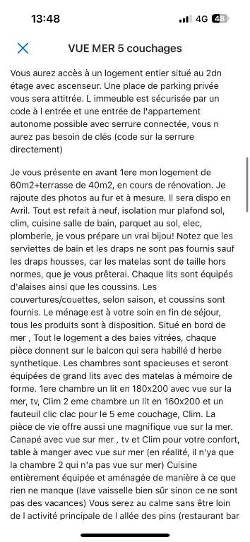VUE MER 5 couchages - 2