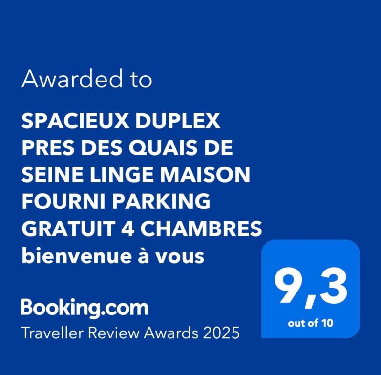 SPACIEUX DUPLEX PRES DES QUAIS DE SEINE LINGE MAISON FOURNI PARKING GRATUIT 4 CHAMBRES bienvenue à vous - 2